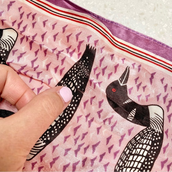 Rare Eleanor Paine Loon Printed vintage Scarf /wrap made in Japan w nature feel - Picture 12 of 14